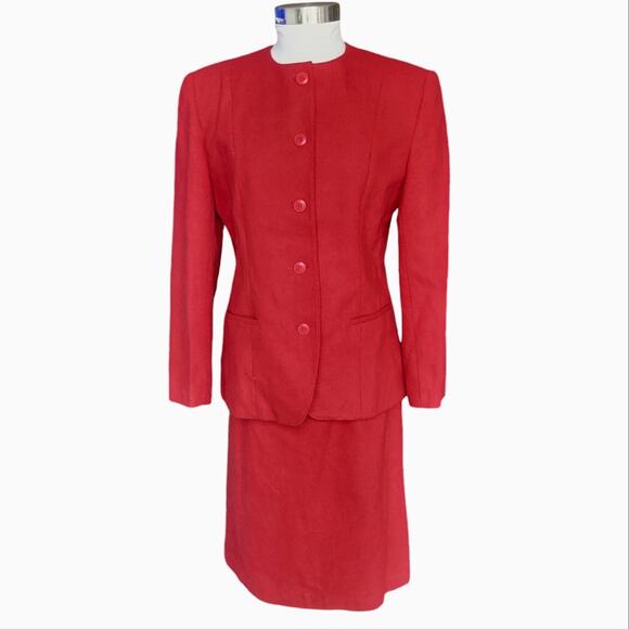 Angie Monaco Women’s Blazer Jacket And Skirt Set Red 7/8 - Picture 1 of 10